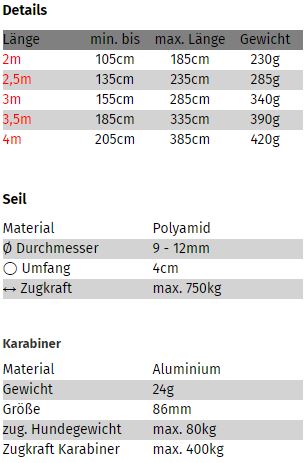 Tamer Leine Easy Long Twist 8-50KG für große Hunde