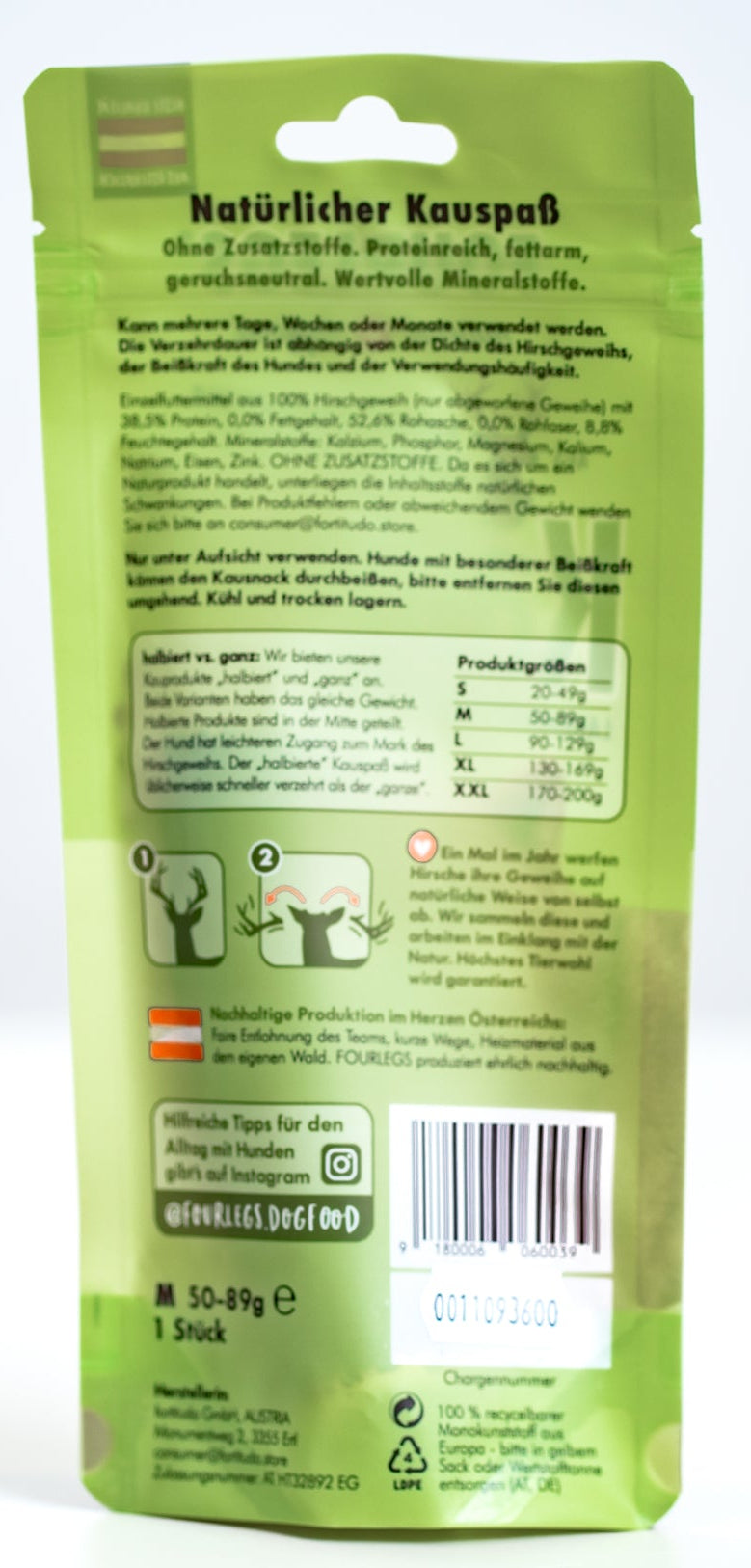 Fourlegs® Hirschgeweih Kauknochen Ganz